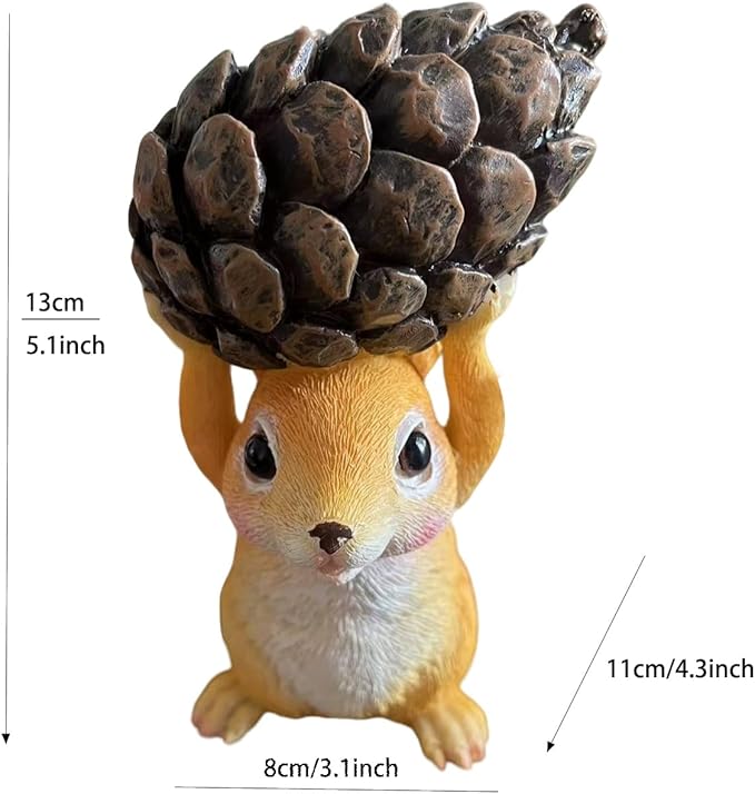 Resin Squirrel Statue for Garden Decor, Squirrel Figurine Holding Pinecone Ornaments for Garden Yard Table Desktop Indoor Outdoor Decor