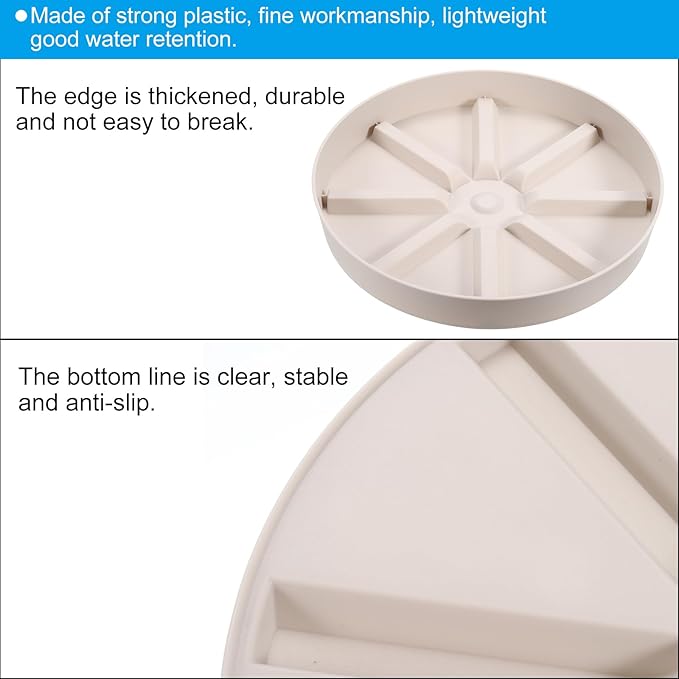 PATIKIL Plant Pot Saucers 10.5 Inch, 3 Pack Plastic Round Plant Pot Thicker Flower Drip Tray for Indoor Outdoor, White