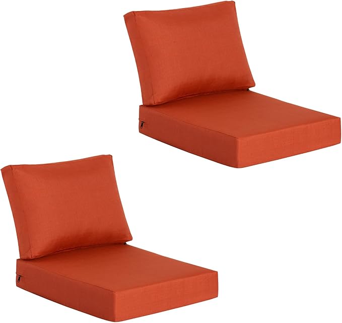 23.5"x27" Outdoor Deep Seat Patio Cushions Set of 2, Deep Seat Bottom Resilient Foam Filling Water-Resistant Stain-Resistant UV Resistant Weather Resistant with YKK Zippers, Quarry Red