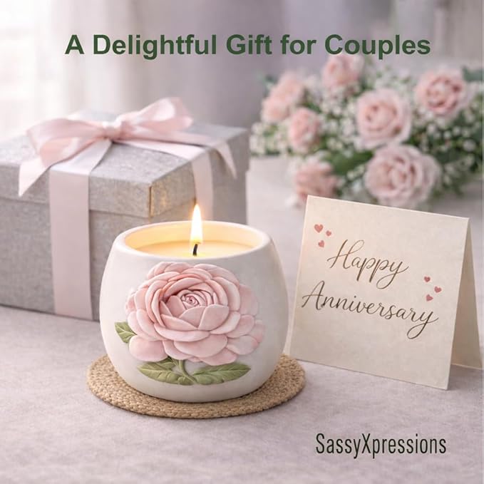 Pink Rose Votive Tea Light Candle Holder & Mini Planter Pot – 4" Wx3.5 H – Decorative Floral Candle Holder – Toothbrush, Pen, Pencil and Makeup Brush Holder – Home Table Décor Gift by SassyXpressions