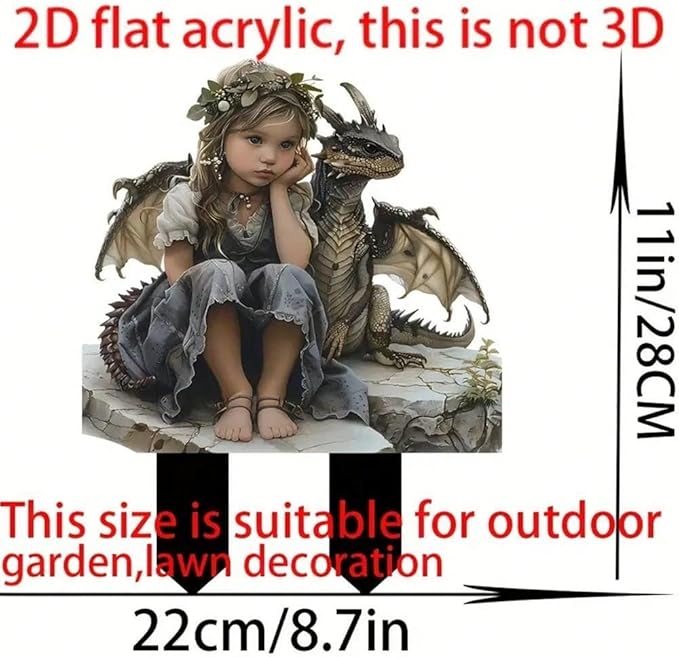 Garden Decor, Acrylic 2D Stake, Pot Plants Garden Yard Lawn Outdoor Fairy Statue Ornaments, Fairy Garden Accessories Decoration (Style G)