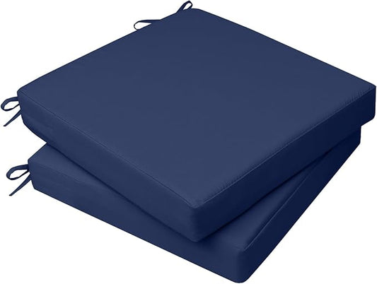 AAAAAcessories Outdoor Seat Cushions for Chairs, Waterproof, Fade-Resistant, 18" x 18" x 2", Patio Furniture Replacement Cushions, Set of 2, Navy Blue
