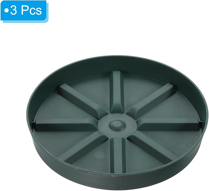PATIKIL Plant Pot Saucers 7.5 Inch, 3 Pack Plastic Round Plant Pot Thicker Flower Drip Tray for Indoor Outdoor, Green