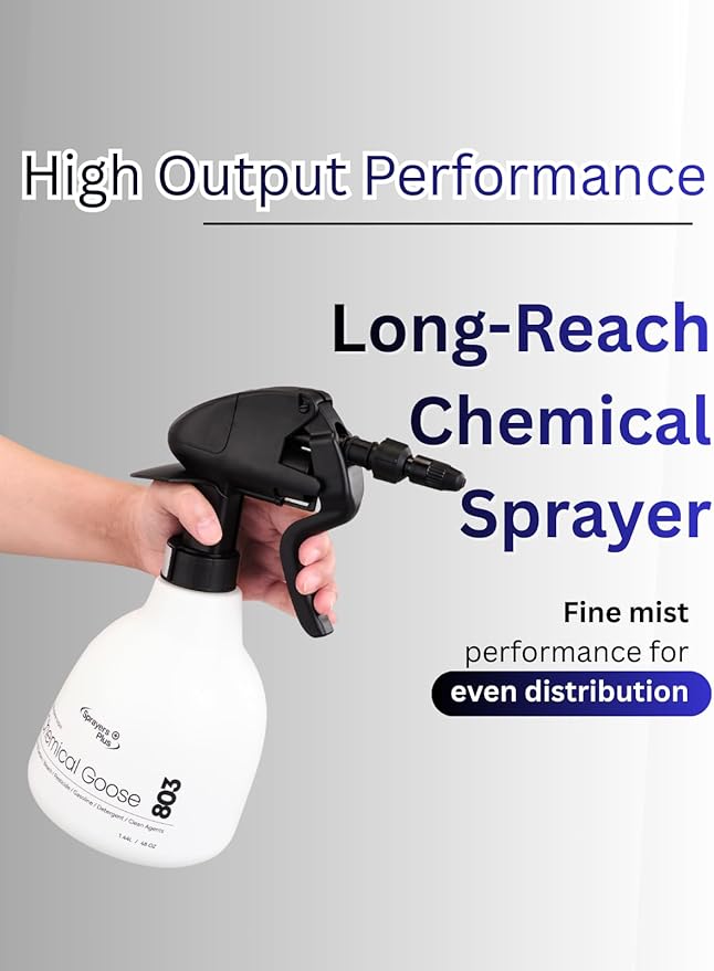 Sprayers Plus 803 Handheld Trigger Chemical Sprayer, Viton & Specialized Seals, Long Reach Cleaning for Lawn and Garden,Bleach Safe with 316 Stainless Steel Spring,General Purpose,1.44Litres