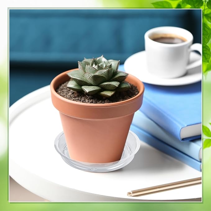 Thyle 200 Pack Clear Plastic Plant Saucer 8 Inch Plant Drip Tray Bulk Plant Water Catcher Tray Flower Pot Drip Trays Round Plant Drainage Tray for Indoor Planters Outdoor Garden Spring Supplies