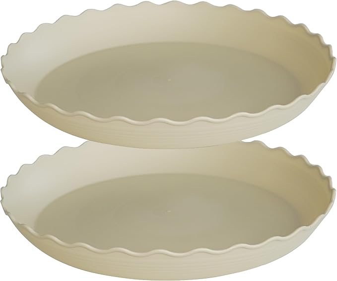2 Pack Plant Saucer 10 inch, Heavy Duty Plastic Plant Saucers, Durable Plant Tray for Pots, Flower Saucers for Indoors, Plant Pot Saucers, Trays for Planter (Beige)