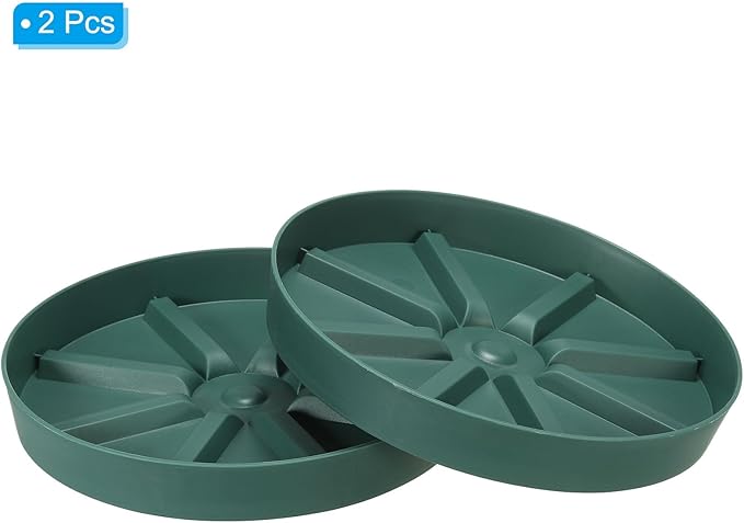 PATIKIL 9 Inch Plant Saucers Tray, 2Pcs Durable Plastic Round Flower Pot Drip Tray Thicker Anti-Rot Root for Indoors Outdoors Home Garden, Green