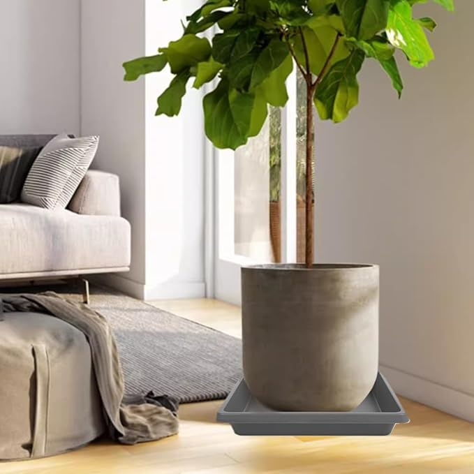 Square Plant Saucer 10 Inch 2 Pack, Plant Drip Trays and Flower Pot Saucers，Doubles Plant Water Catcher Tray, Plant Trays for Indoors No Holes, Plant Drainage Tray Saucers for Potted Plants