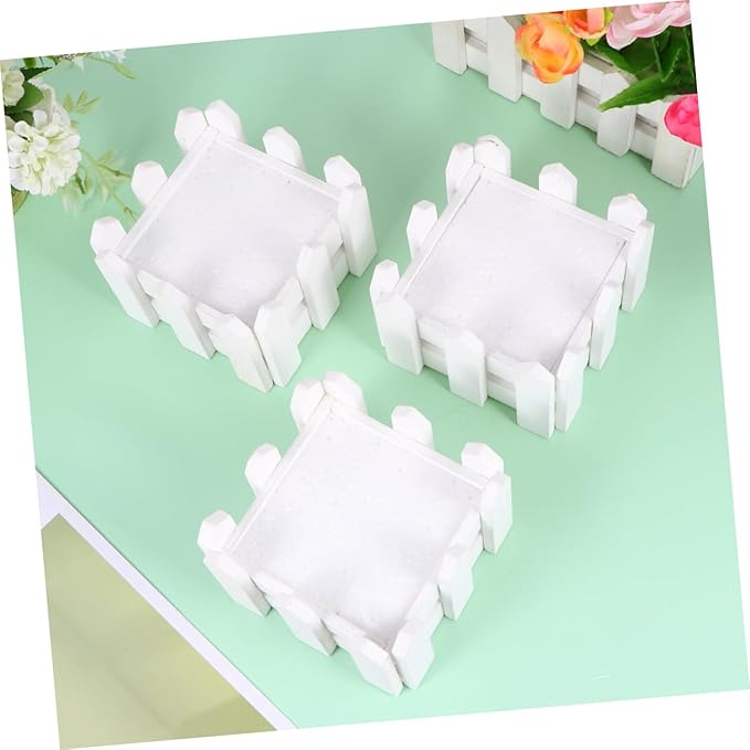 EXCEART 3Pcs Small Bamboo Wooden Flower Pots with Artificial Succulent Plants and Moss Fake Flowers Vase for Home Garden Tabletop Decor