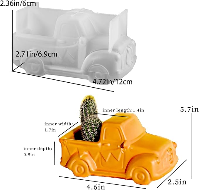 Wehous Truck Plant Pot Silicone Molds for Resin Concrete, 3D Retro Car Shape Candle Holder Container Storage Succulent Planter Mold for Epoxy Casting Cement Plaster, Christmas Art Craft Decor Mold