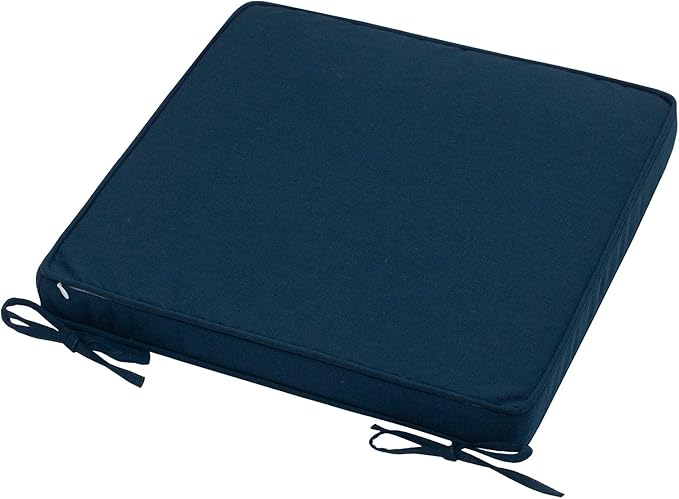 Magpie Fabrics Square Corner Seat Cushion, 18" x 18" x 2.5", 2 Pack, Indoor/Outdoor Waterproof Weather Resistant Universal Chair Pads for Patio Garden Dining - Blue Navy