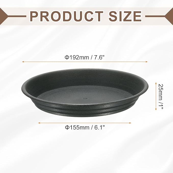 HARFINGTON Plastic Plant Saucer 6.1" Round Drip Trays Flower Pot Saucers Flower Base Bottom Drainage Tray for Indoors Outdoors Planters, Gray-Black