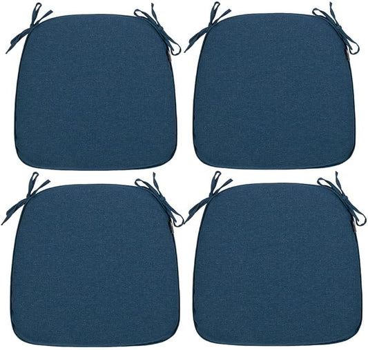 Magpie Fabrics Outdoor/Indoor 17"x16"x2" Chair Cushions with Ties Set of 4, Waterproof All Weather U-Shape Seat Pads Decoration for Patio Garden Furniture Home Office (Dark Blue)