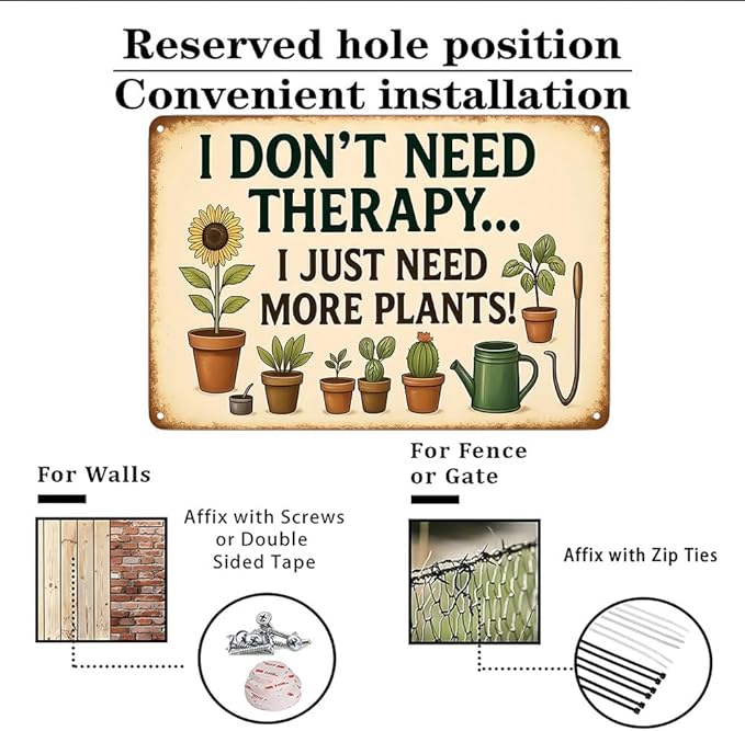 Funnysign Garden Gifts Sometimes I Just Need More Plants Vintage Gardening Tin Sign for Home Garden Patio Greenhouse Yard Decor 8 X 12 Inch (3824)