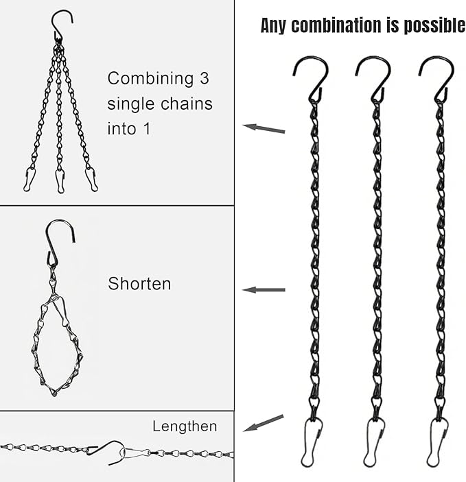 10 Pack Silvery Hanging Chains for Planters，Lanterns，Bird Feeders，Billboards，Plant Baskets etc， Length 9.5 Inch，Outdoor Indoor Use