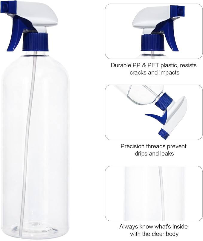 driew Plant Mister Spray Bottle, Plant Mister Water Spray Bottle for Plants Misting Bottle Water Fine Mist, Cleaning Solutions, Gardening, Indoor, Outdoor (Transparent Blue - 1L)