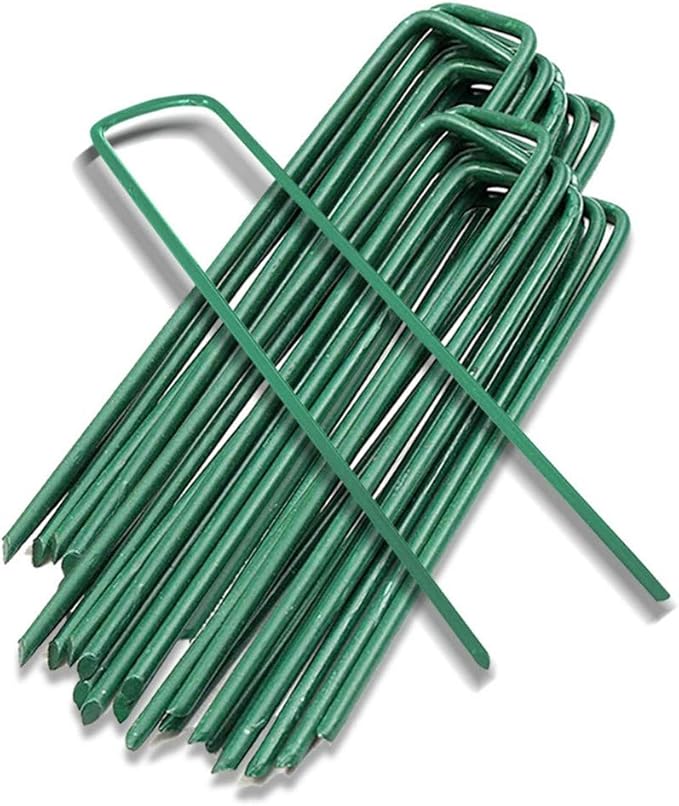 Garden Pegs Pins Ground Stakes Staples Spikes U Shaped Landscape Securing Nail Pin Lawn Fabric Netting Matting 6Inch 20PCS