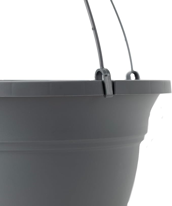 The HC Companies 12 Inch Eclipse Hanging Planters, Lightweight UV-Resistant Plastic Hanging Planters for Indoor & Outdoor Plants, 2-Pack Hanging Flower Pots for Garden, Patio & Home Decor, Warm Gray