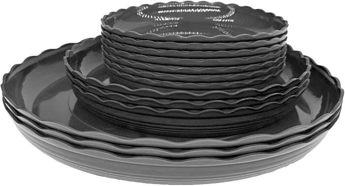 Plastic Plant Saucer Trays, 13 Pcs Plant Trays, 6/8/10 Inch Round, Gray, for Indoor/Outdoor Plants