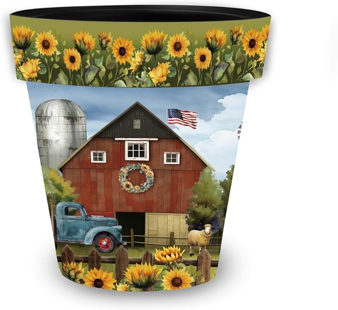 Briarwood Lane Summer Planter 8.5" x 8.5" x 8.5" Sunflower Barn Small for Summer Planter