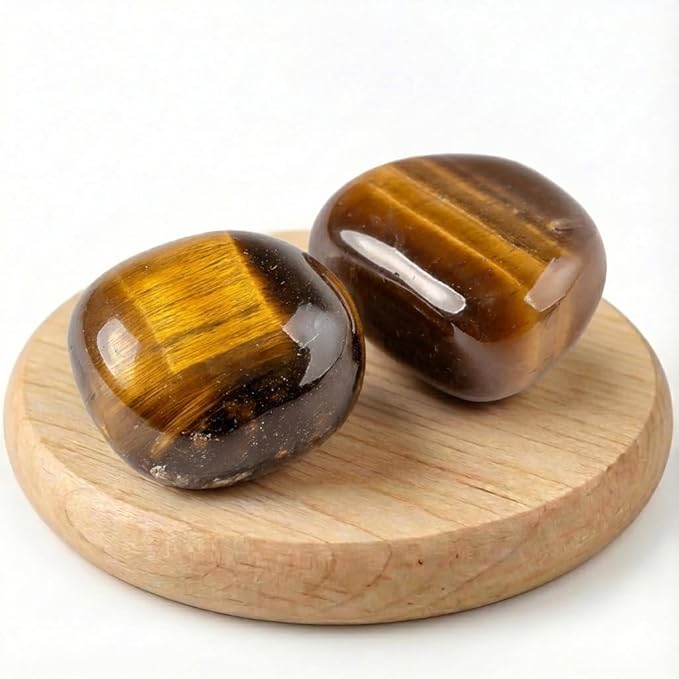 Polished Tigers Eye Crystal Stones - 2 Pcs of 1.2" Worry Stone for Anxiety, Pocket Palm Stone Super Large Handpicked Natural Tumbled Gemstones for Meditation, Reiki, Chakra Healing, Home Decor