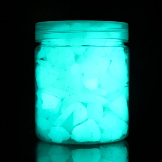 Shiny Stone Glow in The Dark Gravel Stones Rocks, Aquarium Gravel, Glow Rocks Stones,Decorative Rocks for Fish Tank Aquarium Garden Planter Landscape Decoration,280g/10oz (8-15mm, Blue Green)