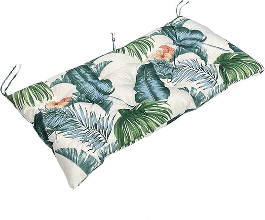 Outdoor Non-Slip Bench Cushions Swing Seat Pads Replacement 59"x20" Bench Pad with Ties Indoor/Outdoor Swing Chair Garden Seat Cushion Waterproof,Leaf