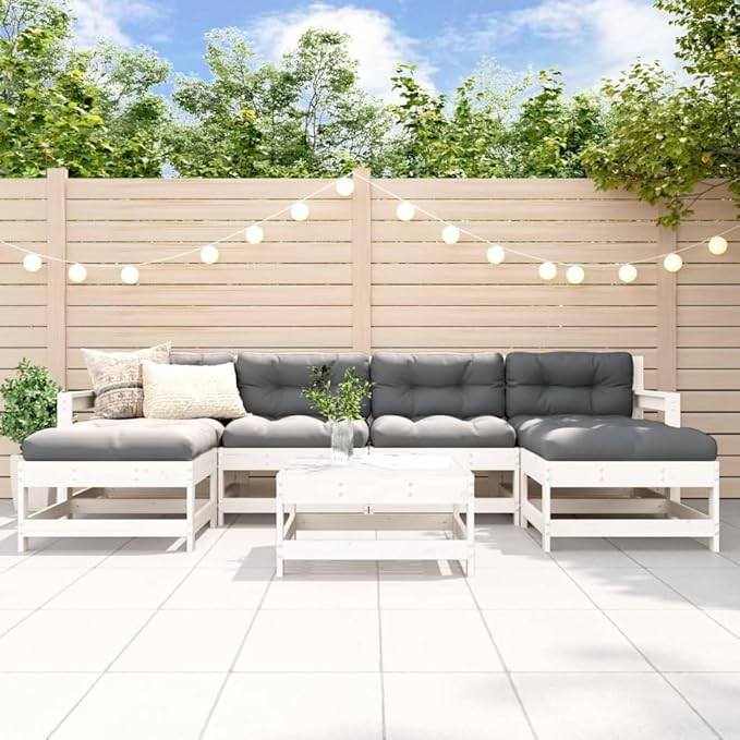 Garden Lounge Set White Garden Seating Ensemble Patio Furniture Set for Pond Backyard