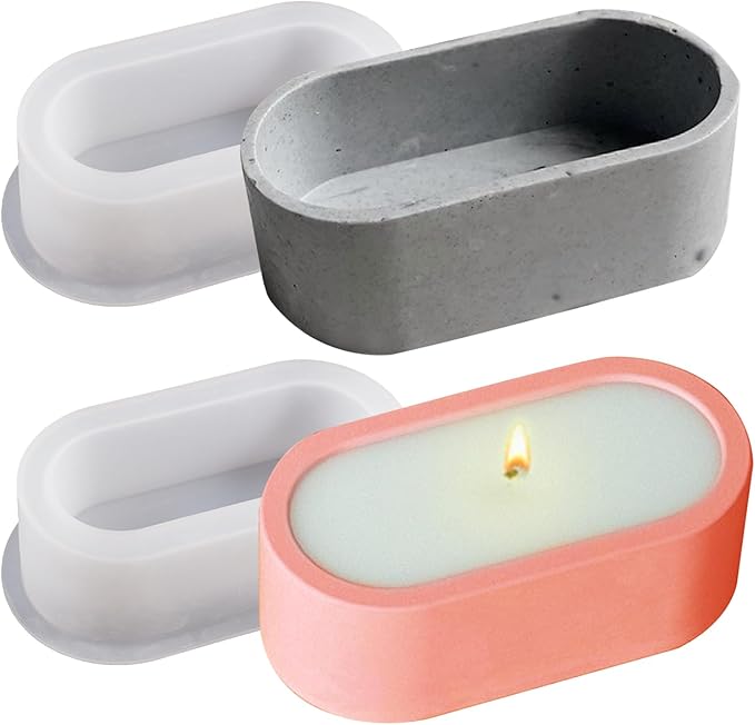 Wehous 2PCS Oval Plant Pot Mold Candle Holder Storage Box Jar Silicone Molds for Epoxy Resin Casting Unique Jewelry Trinket Container Bowl Resin Concrete Cement Molds DIY Art Craft Table Home Decor