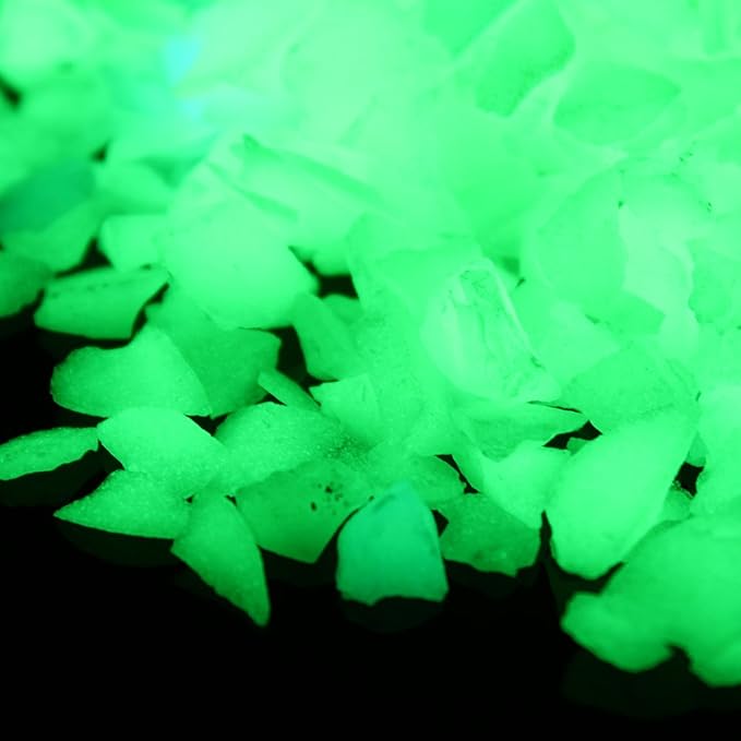 Shiny Stone Glow in The Dark Aquarium Neon Gravel Sand, Decorative Rocks for Fish Tank and Fairy Garden, Home Dec,305g/0.67lbs (5-8mm, Yellow Green)