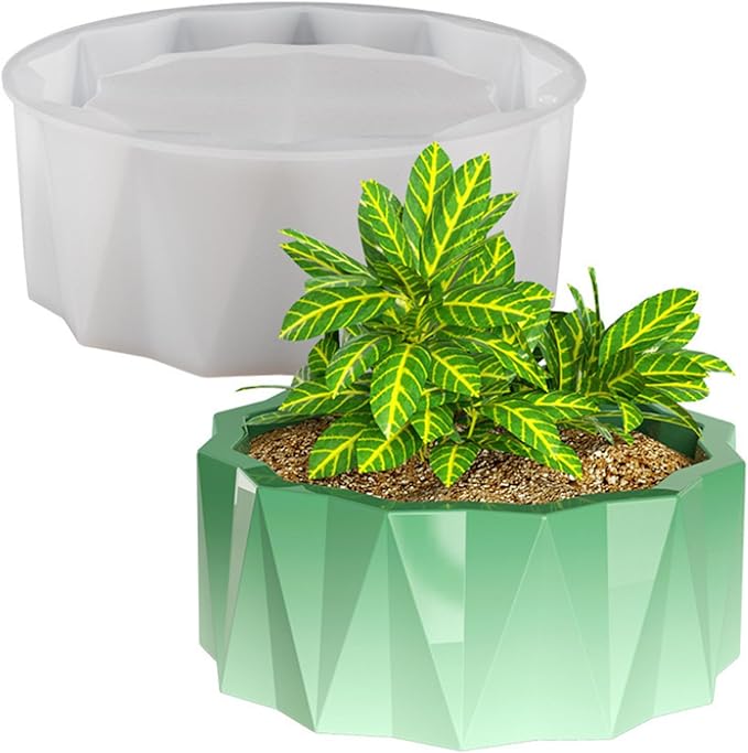 Origami Flower Pot Silicone Mold Succulent Striped Planter Vase Concrete Mold Plaster Epoxy Resin Cement Clay Storage Box Mould