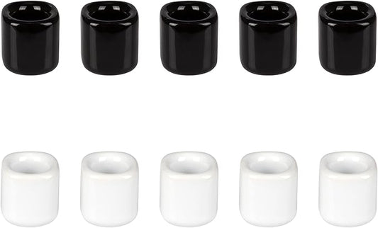 Mega Candles 10 pcs Black White 1/2 Inch Diameter Ceramic Chime Ritual Spell Candle Holders, Great for Casting Chimes, Meditation, Rituals, Spells, Vigil, Witchcraft, Wiccan Supplies