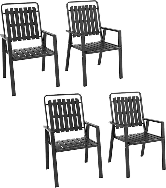 350LBS Outdoor Patio Chairs Set of 4, Patio Dining Chairs with Metal Frame, Heavy-Duty Outdoor Chairs with Armrest for Garden, Poolside, Backyard, Lawn
