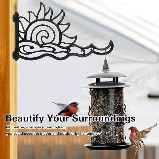 Fashion&cool Hanging Plant Bracket, 13 Inch Wall Mount Heavy Duty Plant Hanger Outdoor Decorative, Rust-Resistant Iron Plant Hooks for Bird Feeders, Planters, Lanterns