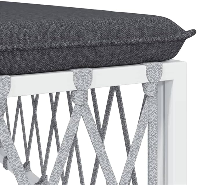 SKM 4 Piece Garden Lounge Set with Cushions White Steel (Weight-68KG)-6820