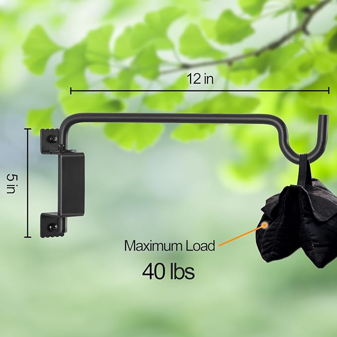 15" 360° Swivel Plant Hanger - Heavy Duty Solid Steel Wall Hook, 12-Directional Adjustable for Bird Feeders, Outdoor/Indoor Plants, Garden & Patio (2-Pack)