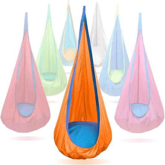 Kids Swing Seat Hammock Chair Indoor Outdoor Hanging Chair for Children (Orange)