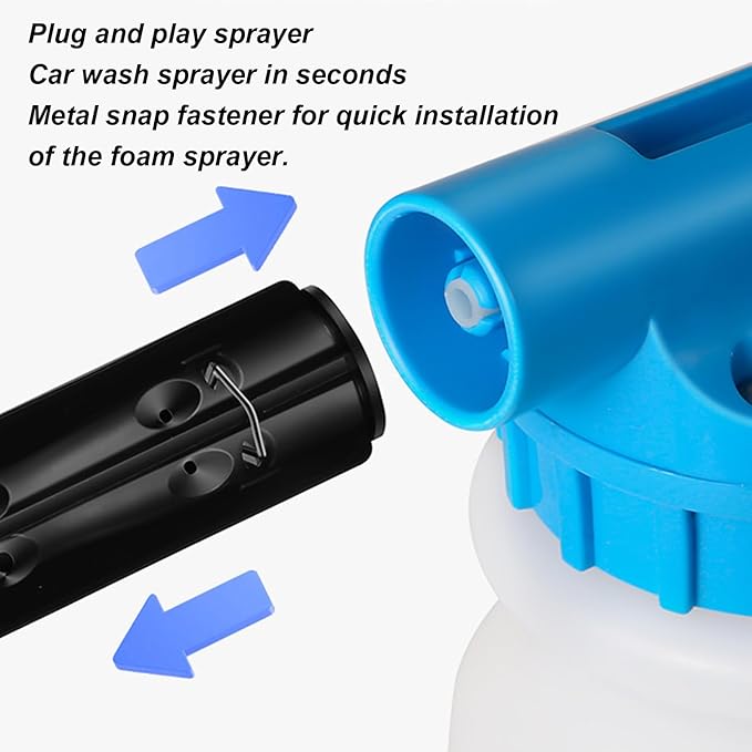 Foam Cannon - 1L Handheld Pressurized Sprayer, Garden Foaming Sprayer, Soap Washer Tool | Car Cleaning Hose Attachment, Automobile Detailing Accessory, Use for Home Driveway Garage Washing