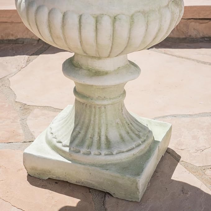 17.3" W x 24" H White Magnesium Oxide Planter Pot - Ideal for Backyard, Patio, Garden Decor