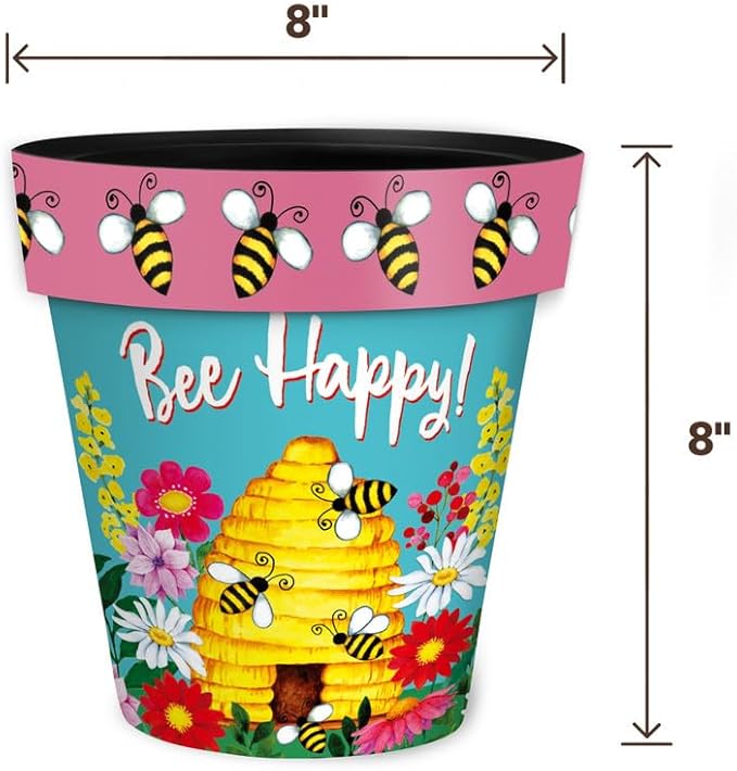 Briarwood Lane Summer Planter 8.5" x 8.5" x 8.5" Bee Happy Beehive Small for Summer Planter