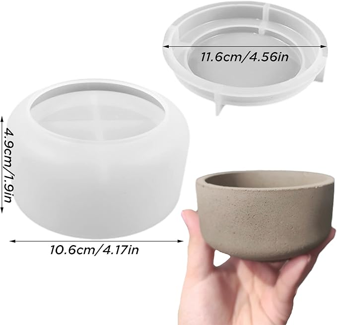 Storage Box with Lids Candle Jar Molds Set, Creative Silicone Candle Vessels Pot Molds, Concrete Round Stripe with Cover Bottle Making Moulds for Storage Candle Holder (A)