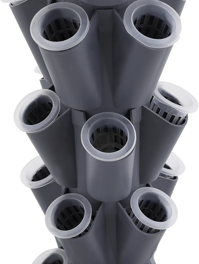 Hydroponic Grow Tower 12 Tiers 60 Holes, 6.6Gal Indoor Vertical Garden System with Water Pump, Automatic Water Circulation - Garden Hydroponic Growing Kit for Leafy Vegetables, Herbs, Strawberries