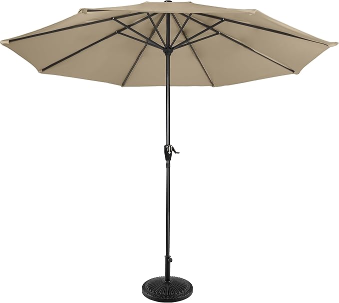 Patio Umbrella with Vented Canopy - 9FT Easy Crank Outdoor Umbrella for Shade - For Deck, Balcony, Porch, Backyard, or Pool by Pure Garden (Sand)