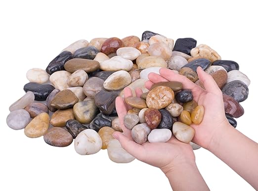 12 lb Mixed Color River Rock Stones 1~1.5", Natural Decorative Highly Polished Pebbles, Indoor Decorative Stones for Plant, Aquariums, Landscaping, Garden Flower Bed, Vase Fillers