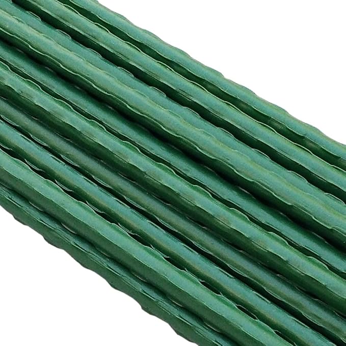 Arlai 45cm/1.48 Ft Garden Stakes, Plastic Coated Steel Plant Stakes Sturdy Tomato Stakes, Pack of 25