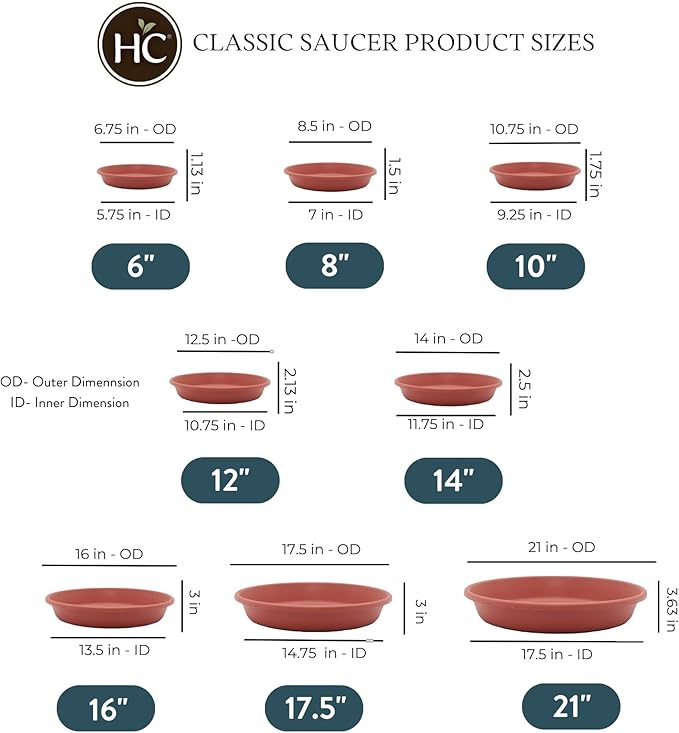 The HC Companies Round Classic Saucer, 14", Clay