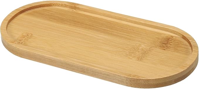 PATIKIL Bamboo Wood Saucer, 6.5x3 Inch Oval Mini Plant Tray Bonsai Plants Saucer Succulent Pot for Home Balcony Patio
