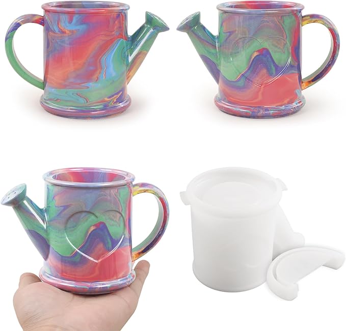 Wehous Candle Holder Silicone Mold, Watering Can Shape Container Resin Molds, Unique Storage Jar Succulent Planter Pot Jewelry Trinket Makeup Holder Epoxy Resin Concrete Cement Mold DIY Home Decor