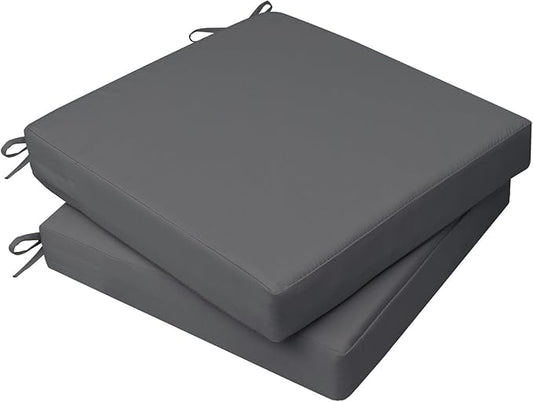 AAAAAcessories Outdoor Seat Cushions for Chairs, Waterproof, Fade-Resistant, 18" x 18" x 2", Patio Furniture Replacement Cushions, Set of 2, Dark Gray