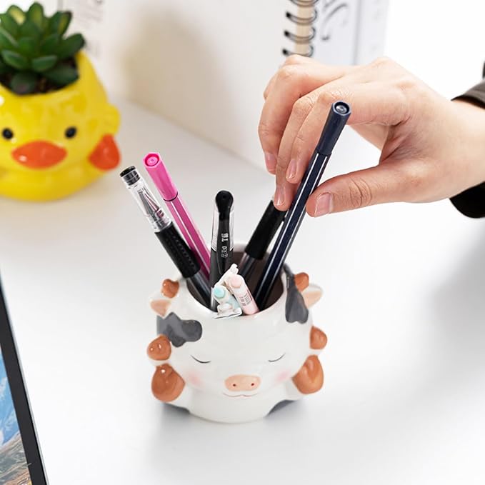Ceramics Animals Succulent Planters Small Succulent Pots Cute Plant Pots Tabletop Decorations for Indoor Plants Home Office Garden Flower Pot Gifts for Plants Lover (Fox)